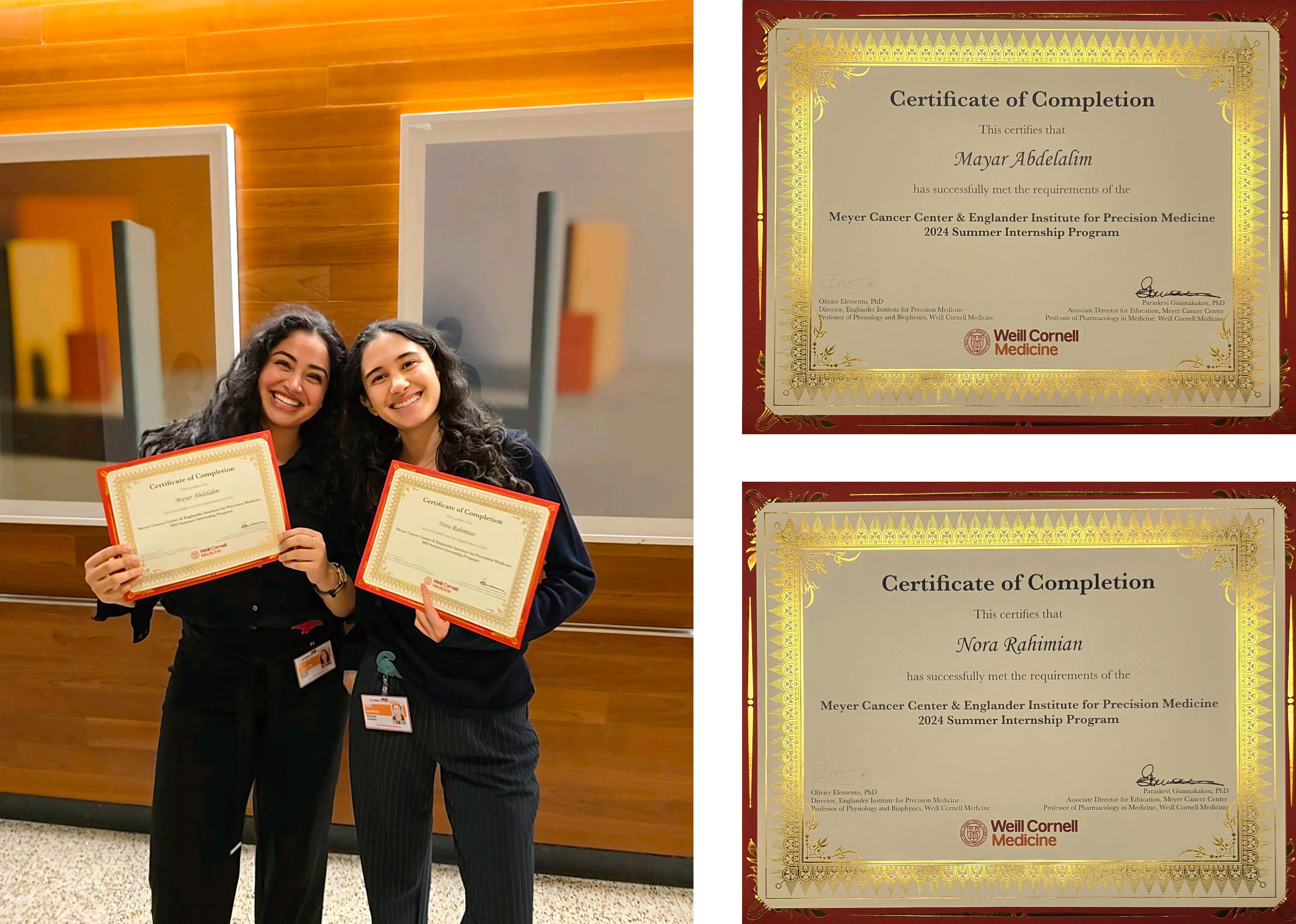 Mayar & Nora receiving their certificate of completion